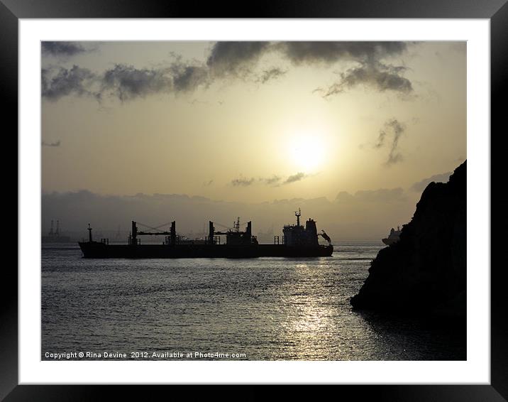 Bay of Gibraltar sunset Framed Mounted Print by Fine art by Rina