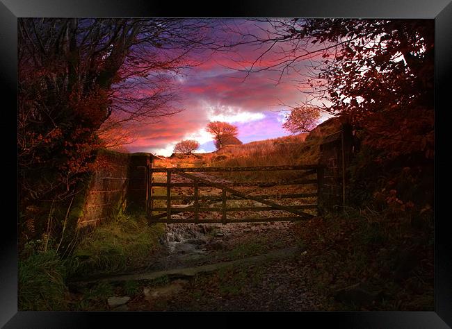 Gateway to an Autumn Exmoor Sunset Framed Print by Mike Gorton
