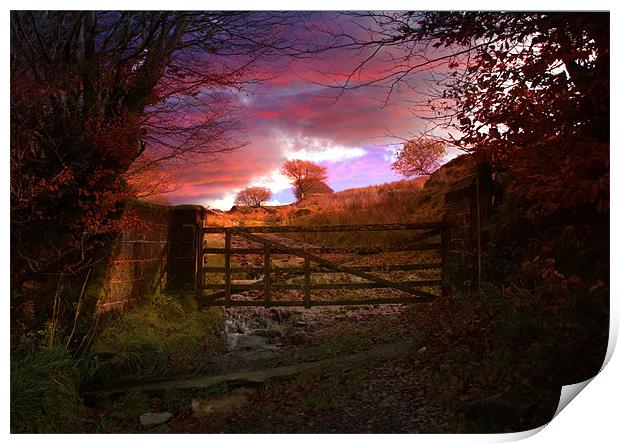 Gateway to an Autumn Exmoor Sunset Print by Mike Gorton