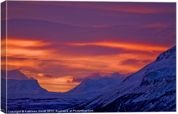 Sunrise in Lapland Canvas Print by Kathleen Smith (kbhsphoto)