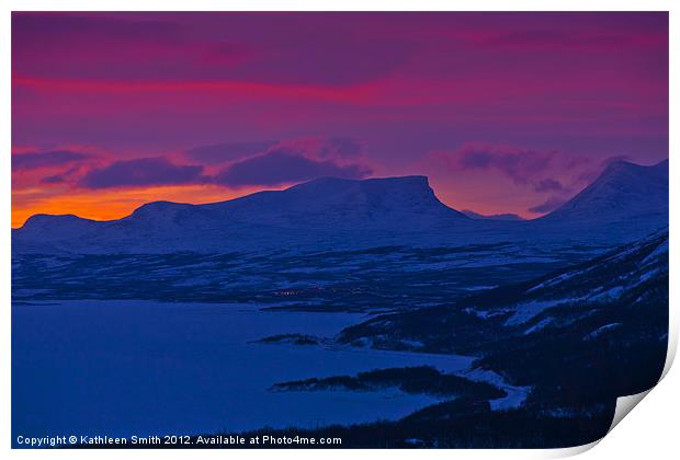 Sunrise in Lapland Print by Kathleen Smith (kbhsphoto)