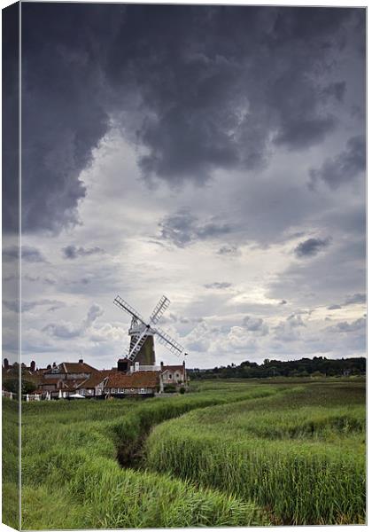 Moody Skies over Cley Windmill Canvas Print by Paul Macro