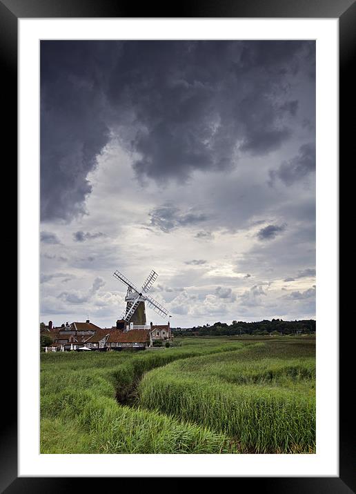 Moody Skies over Cley Windmill Framed Mounted Print by Paul Macro