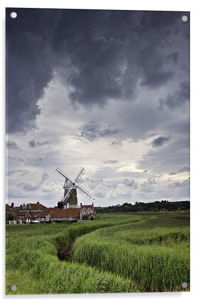 Moody Skies over Cley Windmill Acrylic by Paul Macro