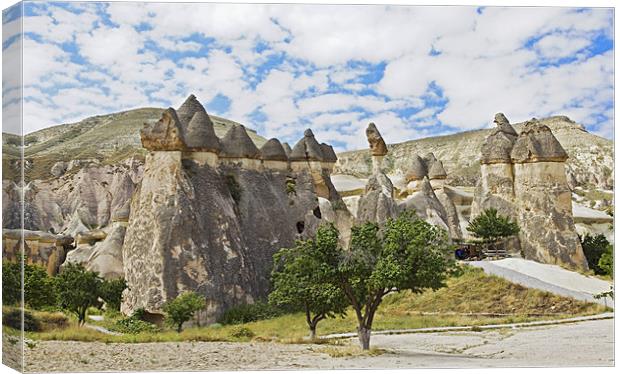 Fairy chimneys and lava ash hills Canvas Print by Arfabita  