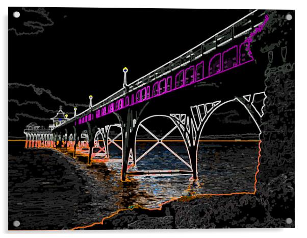 Clevedon Pier Neon Acrylic by Anthony Palmer-Greene