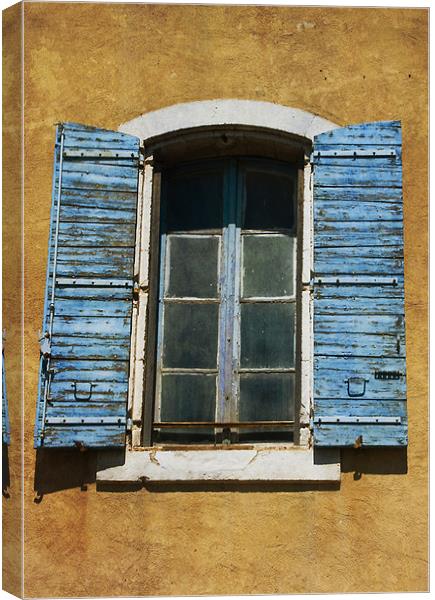 Old Window with Blue Shutters Canvas Print by Jacqi Elmslie