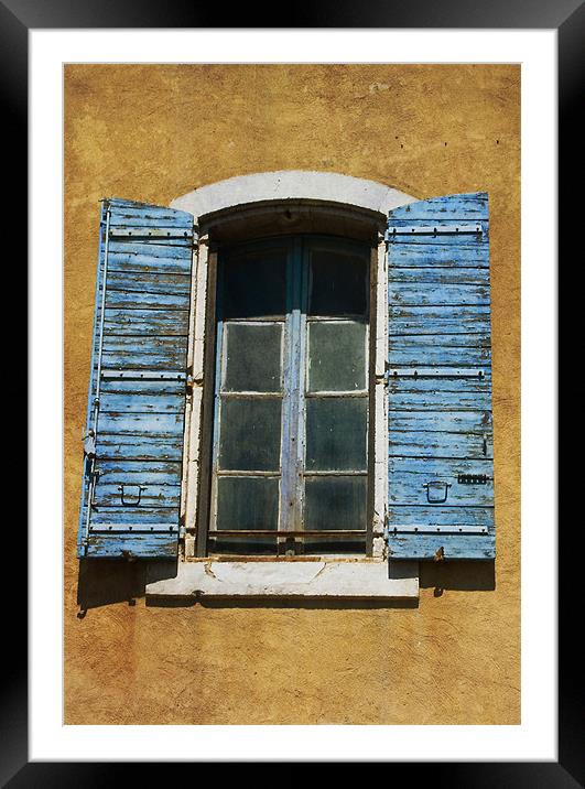 Old Window with Blue Shutters Framed Mounted Print by Jacqi Elmslie