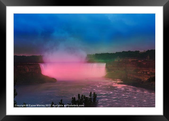 Niagara Falls at Night Framed Mounted Print by Elaine Manley