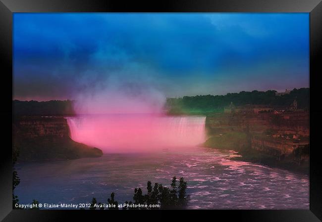 Niagara Falls at Night Framed Print by Elaine Manley