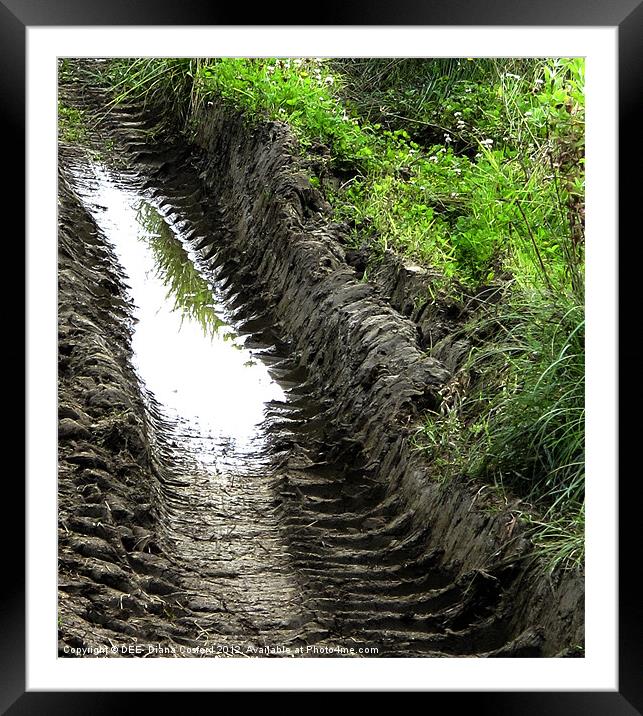 Patterns of tractor ruts & water Framed Mounted Print by DEE- Diana Cosford