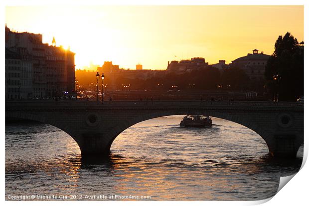 Sunset in Paris Print by Michelle Orai