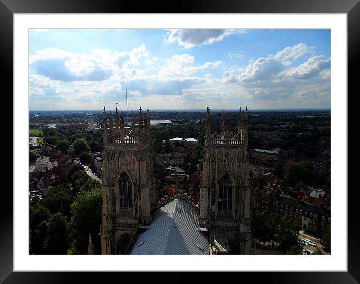 View from the top of York Minster Framed Mounted Print by Claire Ungley