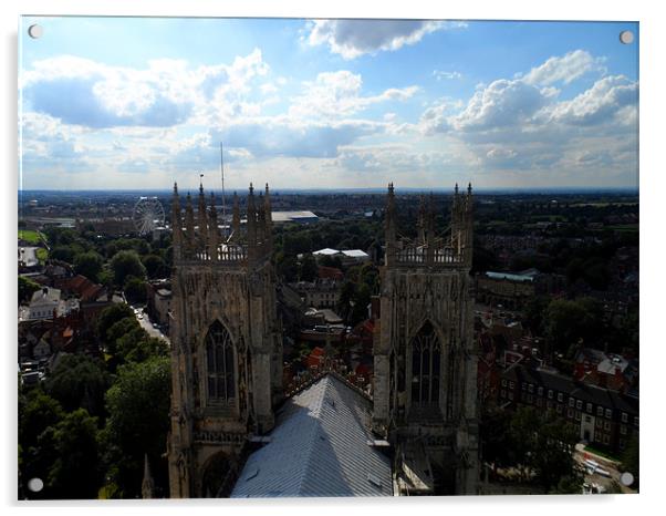 View from the top of York Minster Acrylic by Claire Ungley