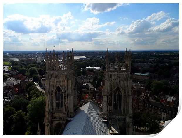 View from the top of York Minster Print by Claire Ungley