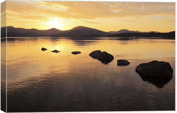 Loch Lomond golden Sunset Canvas Print by Grant Glendinning
