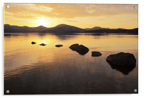Loch Lomond golden Sunset Acrylic by Grant Glendinning