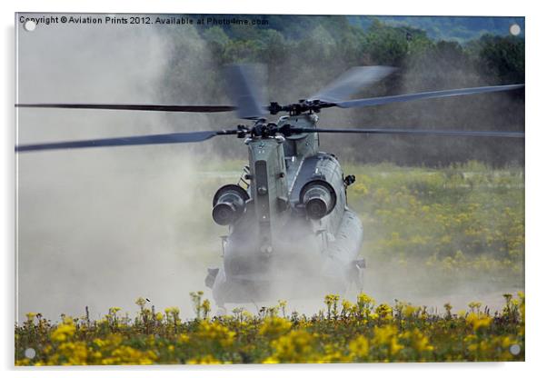 Chinook Landing in dust Acrylic by Oxon Images