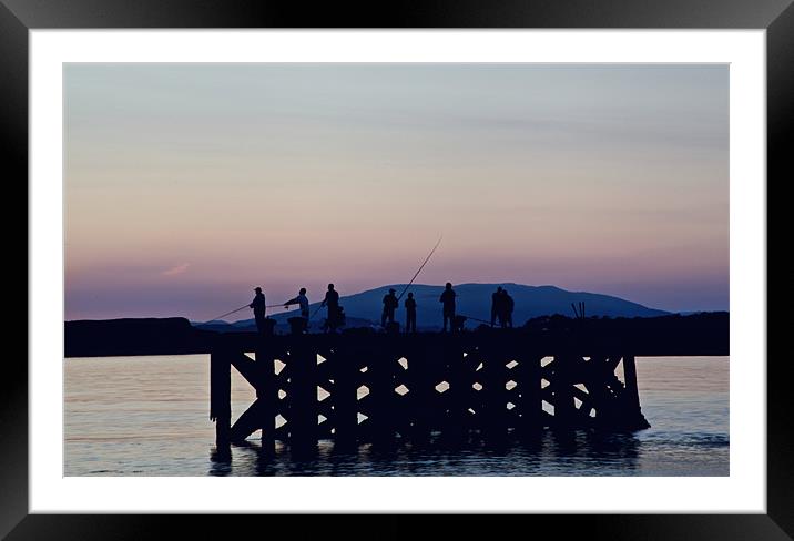 Portencross,sunset fishermen Framed Mounted Print by Edward Linton