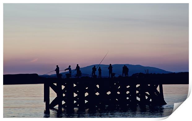 Portencross,sunset fishermen Print by Edward Linton
