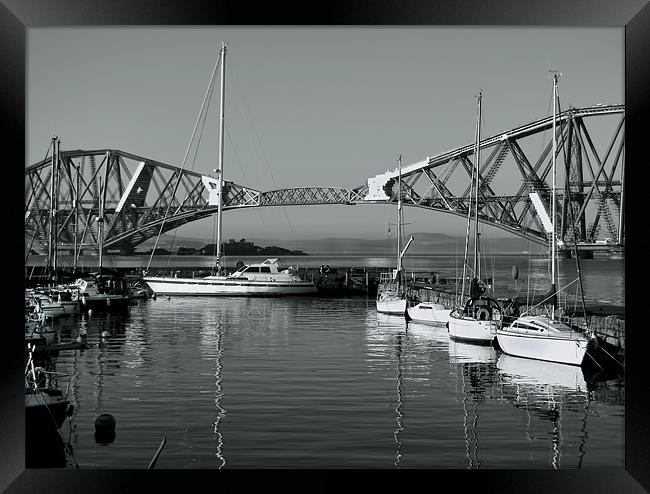 Forth Railbridge and Harbour Boats Framed Print by Jacqi Elmslie