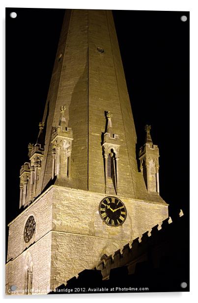 Edwinstowe church at night Acrylic by stephen clarridge