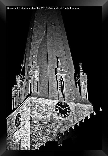 Edwinstowe church at night monochrome Framed Print by stephen clarridge