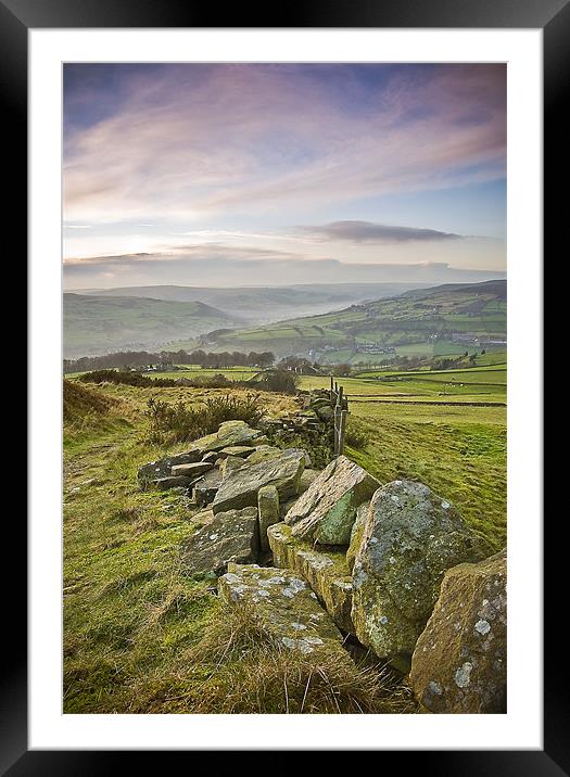 misty autumn valley Framed Mounted Print by peter jeffreys