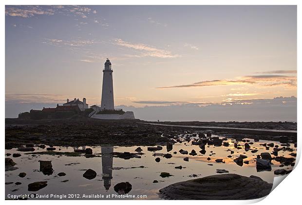 Lighthouse at Low Tide Print by David Pringle
