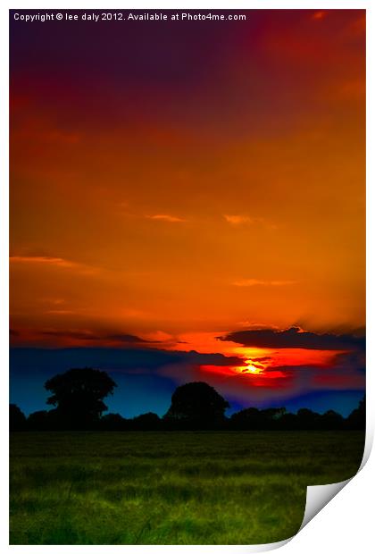 Sun set over Ludham. Print by Lee Daly