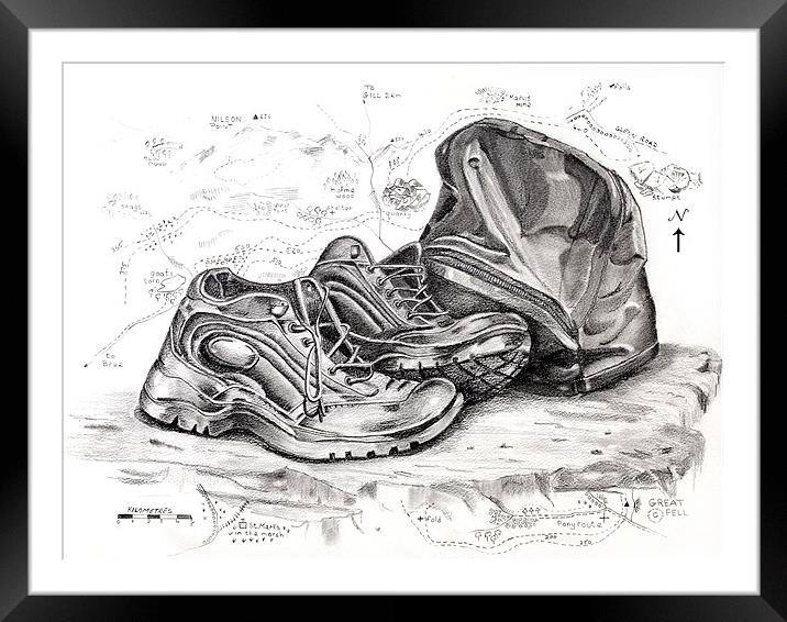 Walking boots. Framed Mounted Print by David Worthington