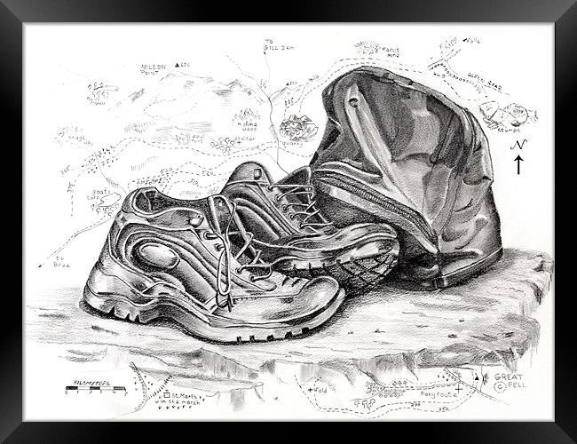 Walking boots. Framed Print by David Worthington