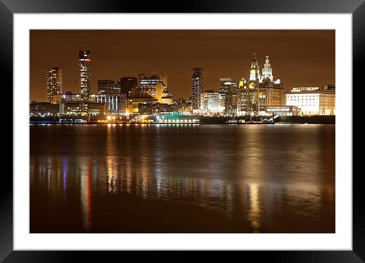 Liverpool night cityscape Framed Mounted Print by Gail Johnson