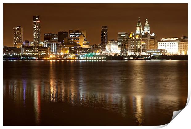 Liverpool night cityscape Print by Gail Johnson