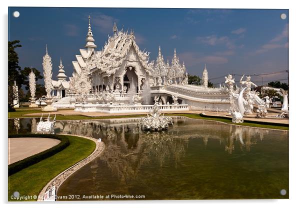 The White Temple Acrylic by Adrian Evans