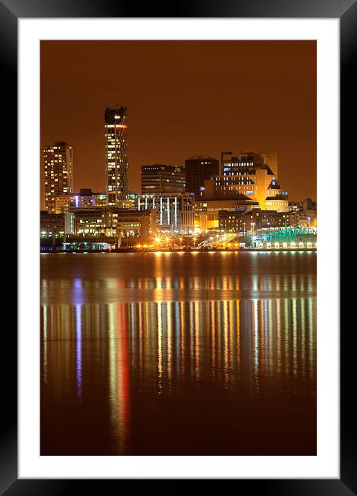 Liverpool night cityscape Framed Mounted Print by Gail Johnson