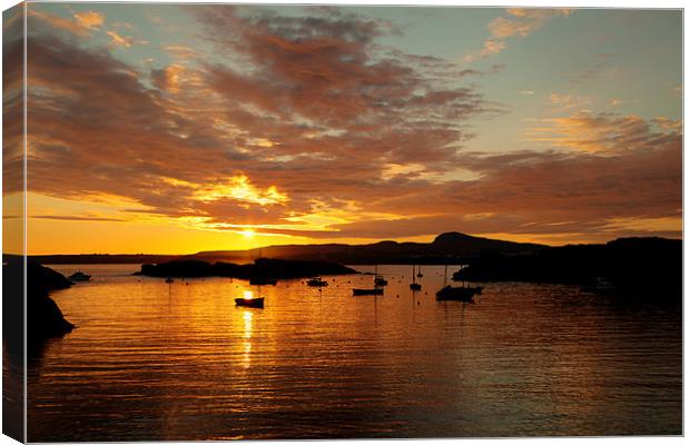 Sunset at Trearddur Bay Canvas Print by Gail Johnson
