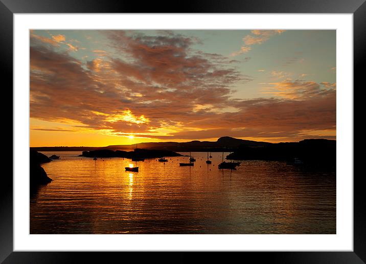 Sunset at Trearddur Bay Framed Mounted Print by Gail Johnson