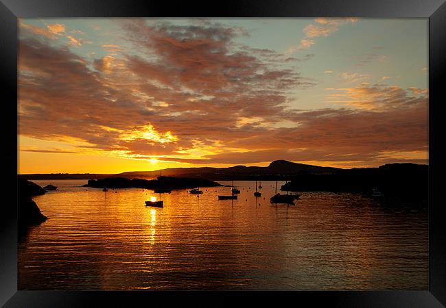 Sunset at Trearddur Bay Framed Print by Gail Johnson