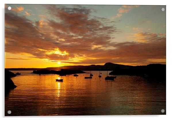 Sunset at Trearddur Bay Acrylic by Gail Johnson