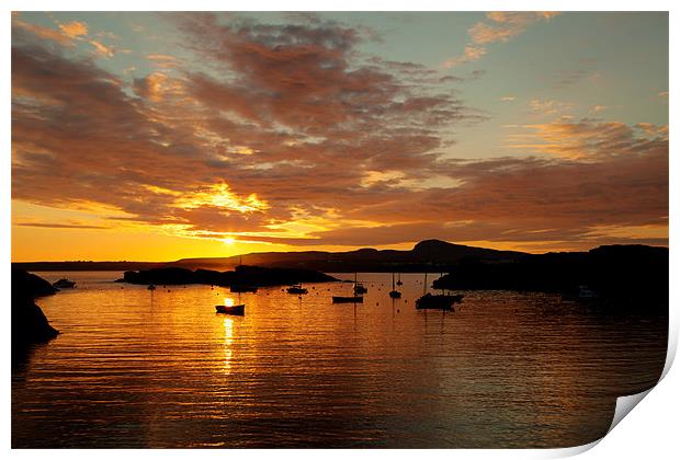Sunset at Trearddur Bay Print by Gail Johnson