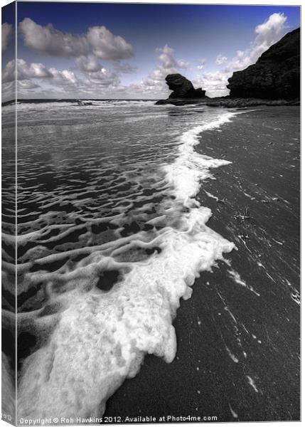 Welsh Sea & Foam Canvas Print by Rob Hawkins
