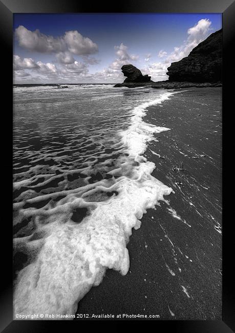 Welsh Sea & Foam Framed Print by Rob Hawkins