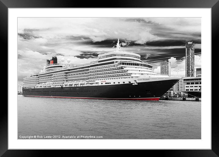 Queen Elizabeth in Liverpool Framed Mounted Print by Rob Lester