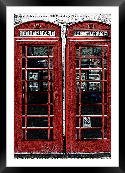 Two red telephone boxes Framed Mounted Print by stephen clarridge
