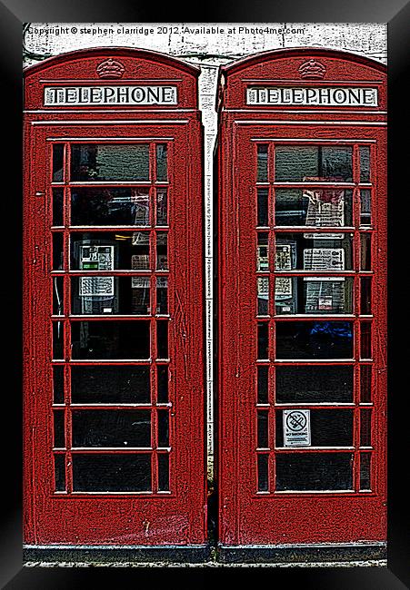 Two red telephone boxes Framed Print by stephen clarridge