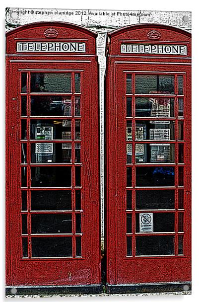 Two red telephone boxes Acrylic by stephen clarridge