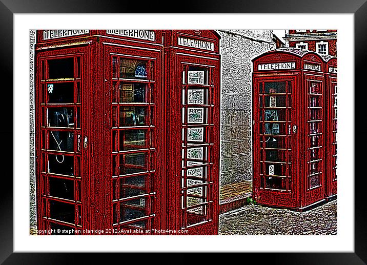 Red retro telephone boxes Framed Mounted Print by stephen clarridge