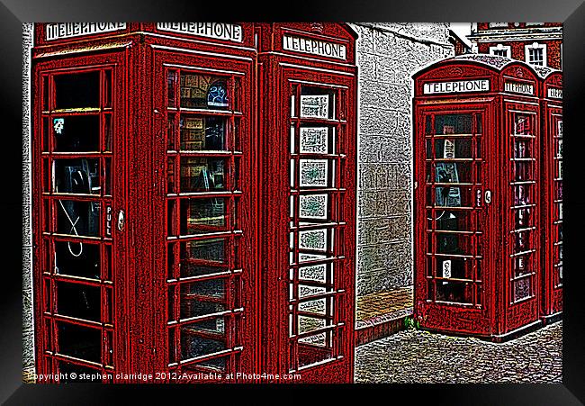 Red retro telephone boxes Framed Print by stephen clarridge