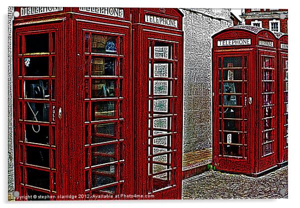 Red retro telephone boxes Acrylic by stephen clarridge